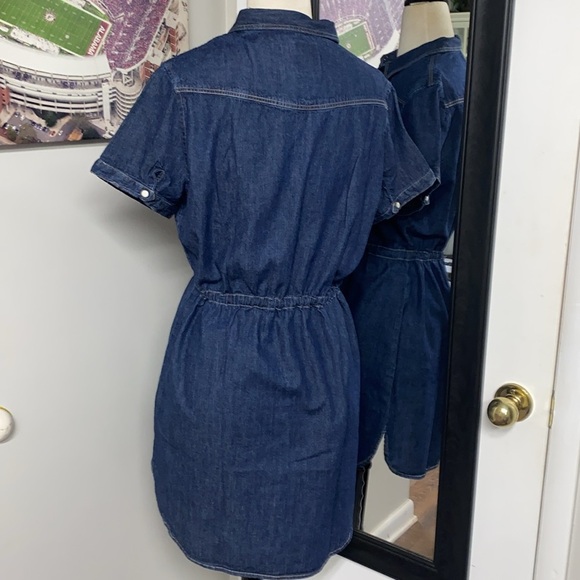 mother of Pearl snap front dark wash drawstring waistband Dress - Picture 11 of 12